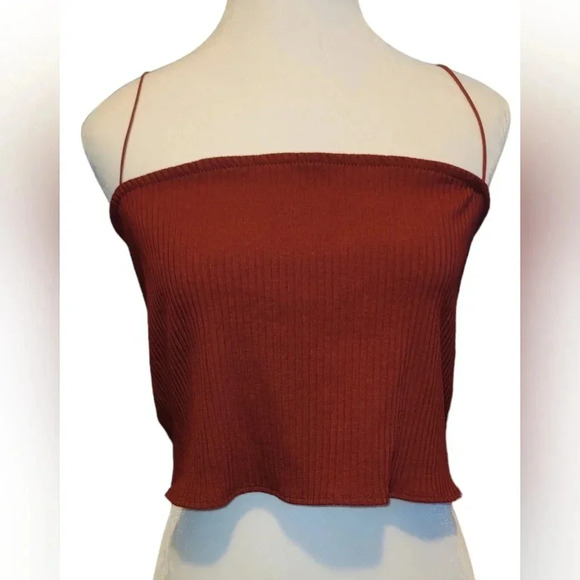 NWT Bar III Essentials Maroon Bungee Strap Crop Top Size XXL - Picture 1 of 6